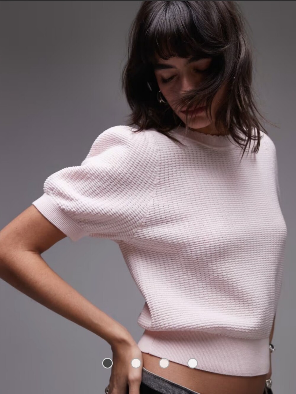 & Other Stories Pale Pink Short-Sleeve Crewneck Sweater